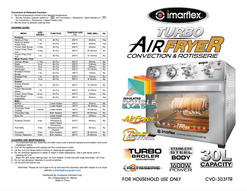 Imagen de la primera página del manual del dispositivo CVO-303FT