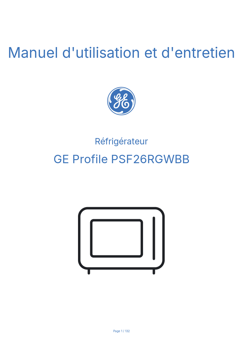 Image de la première page du manuel de l'appareil Profile PSF26RGWBB