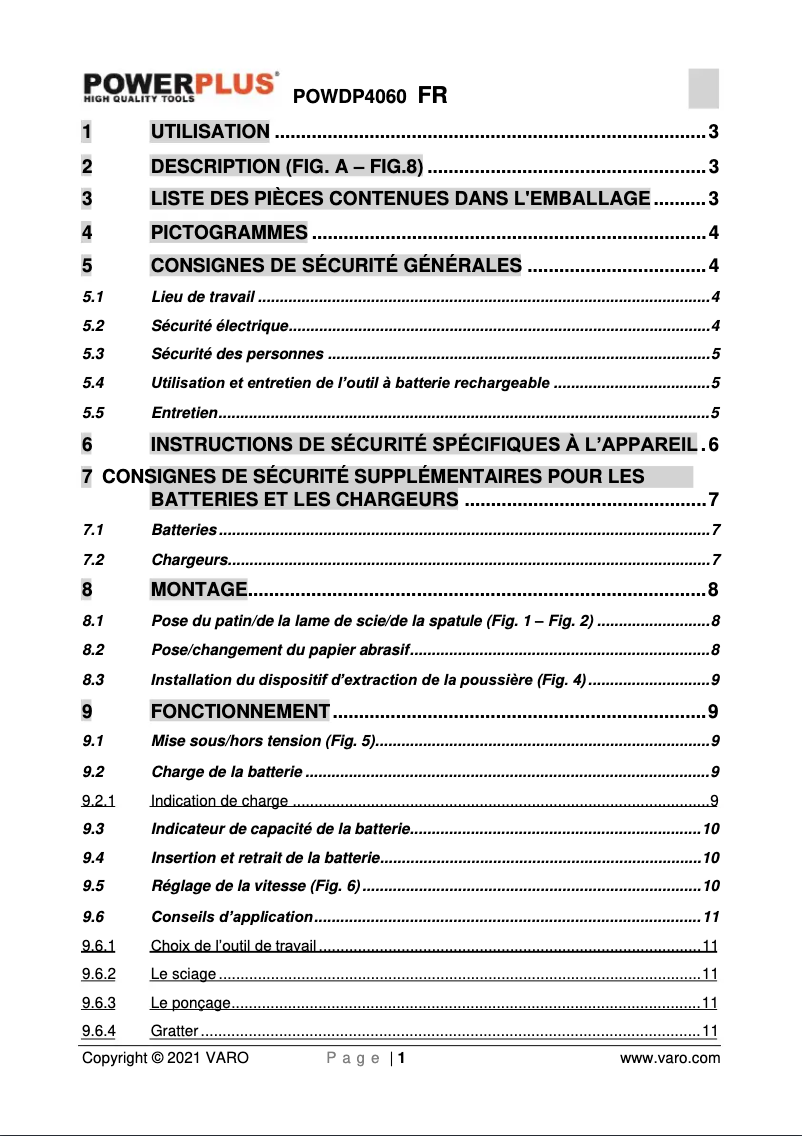Page 1 de la notice Manuel utilisateur PowerPlus POWDP4060