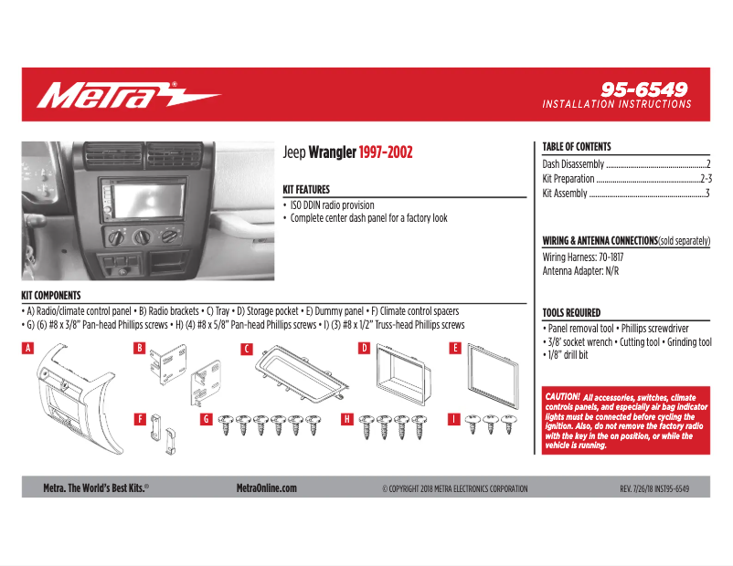 Page n°1 - Mode d'emploi Metra 95-6549