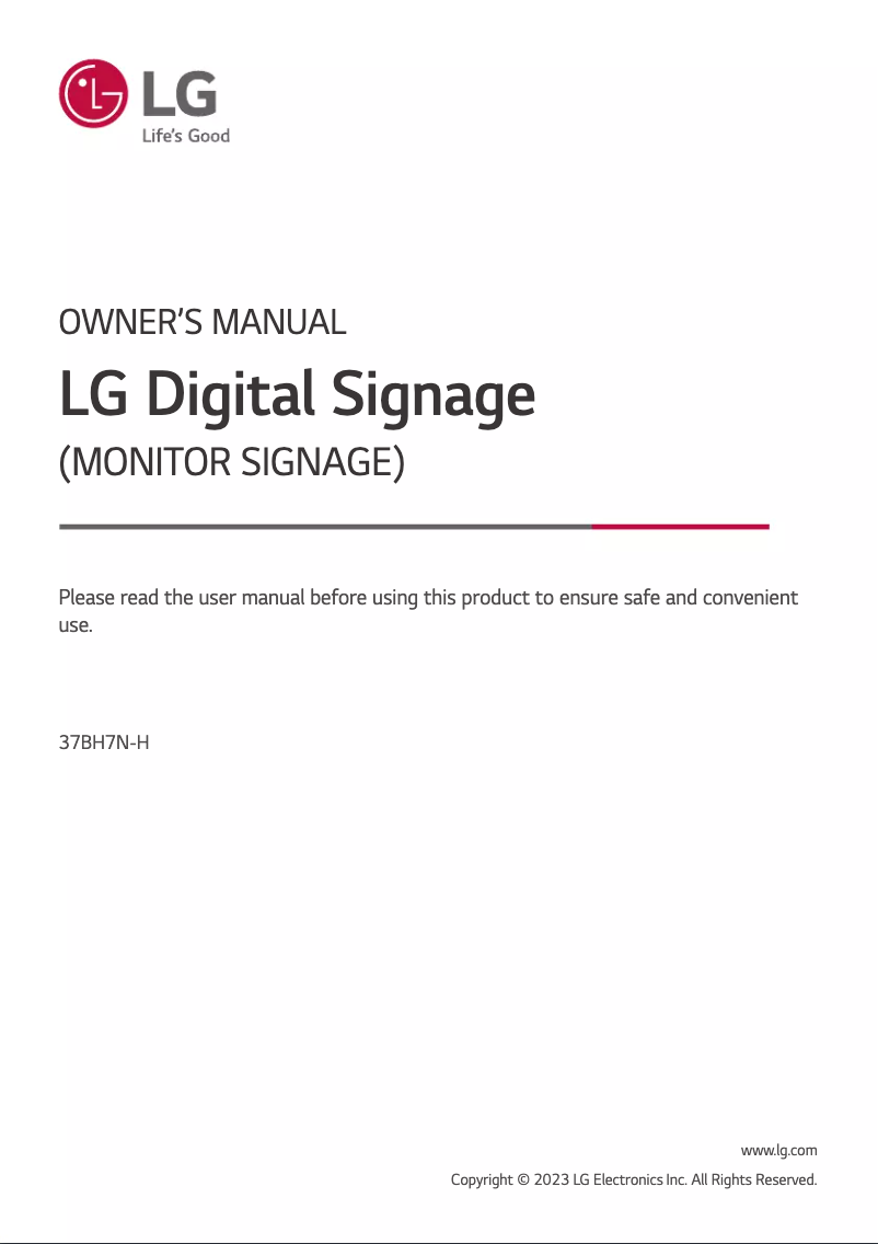 Page n°1 - Manuel utilisateur LG 37BH7N-H