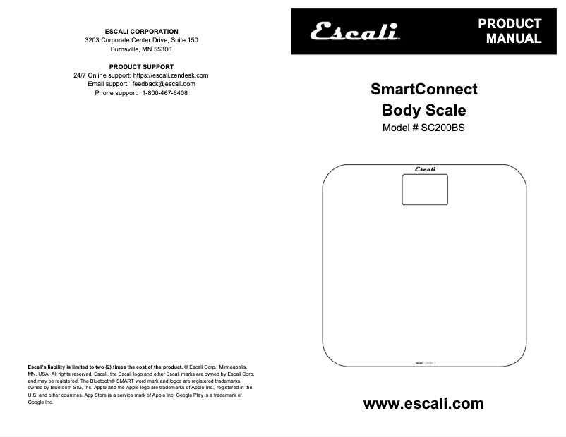 Page n°1 - Manuel utilisateur Escali SC200BS