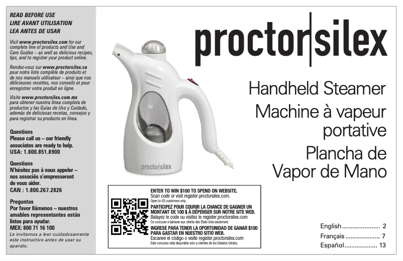 Page n°1 - Manuel utilisateur Proctor Silex 11579PS