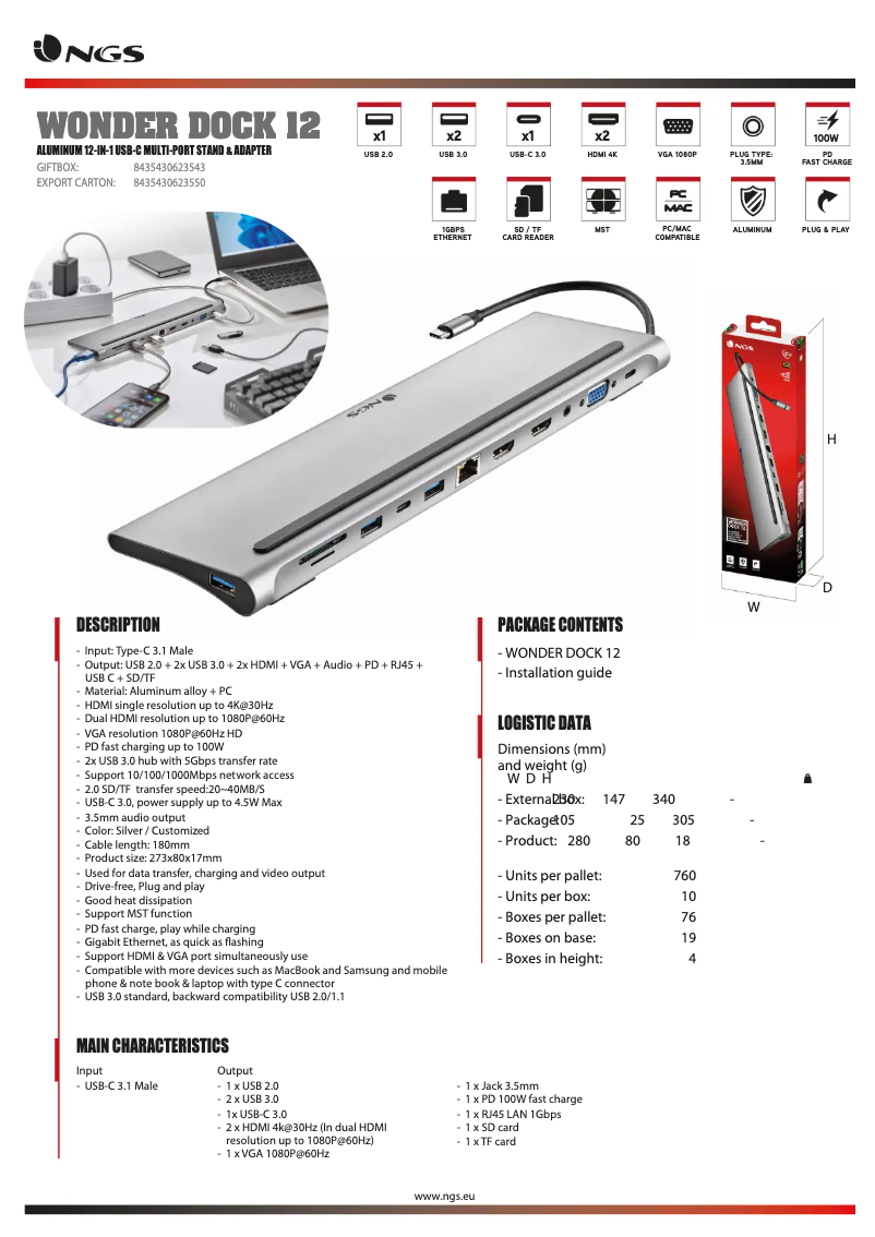 Image de la première page du manuel de l'appareil Wonder DOCK 12