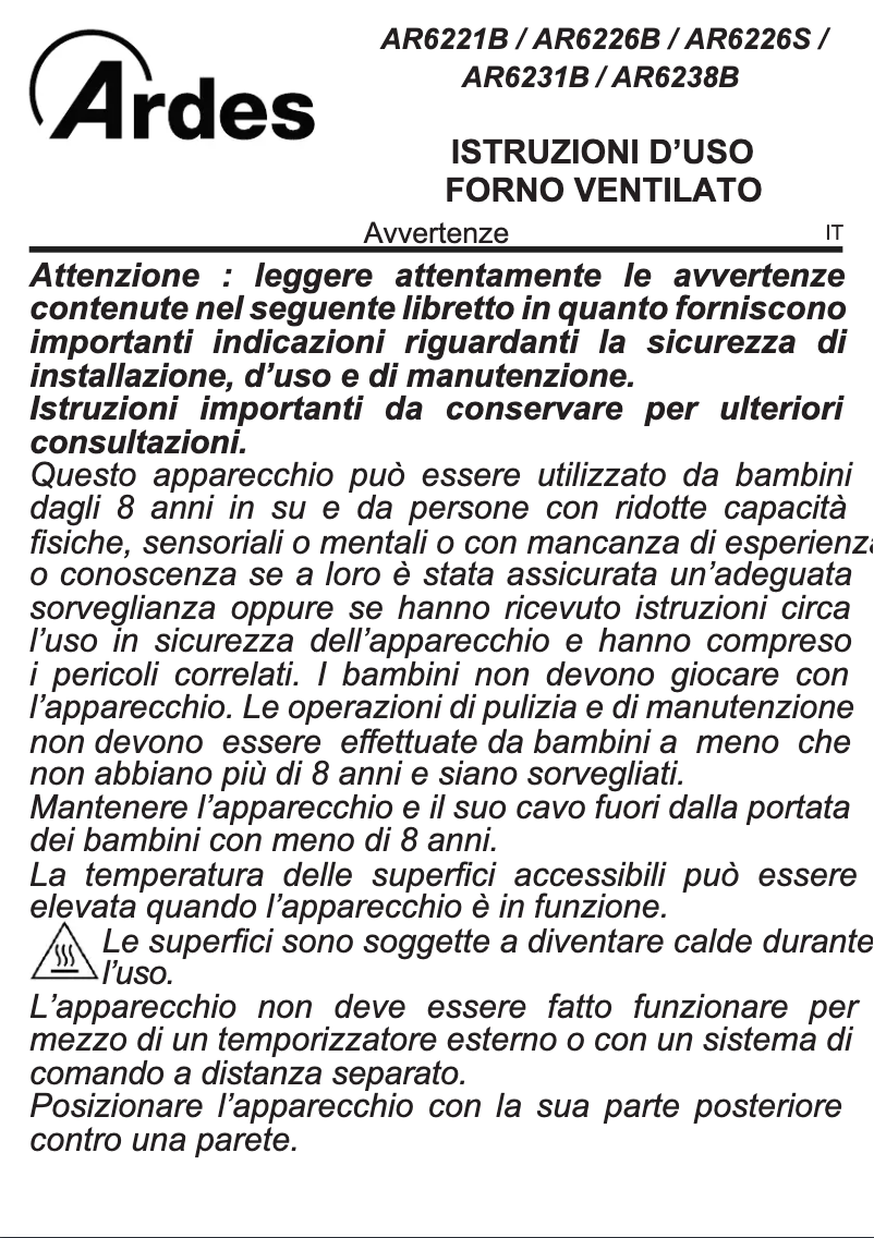 Página 1 del manual Manual de usuario Ardes AR6221B