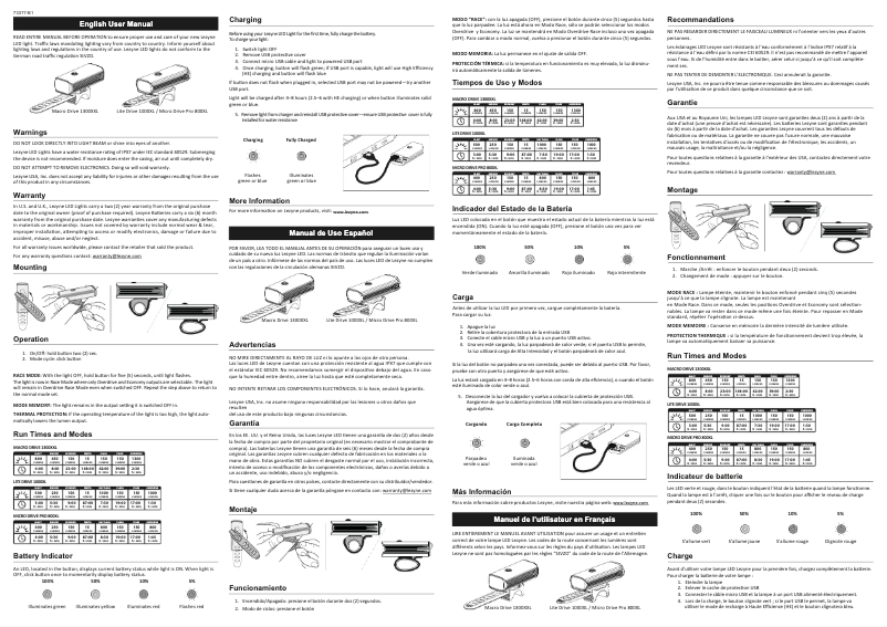 Página 1 del manual Manual de usuario Lezyne Micro Drive Pro 800XL