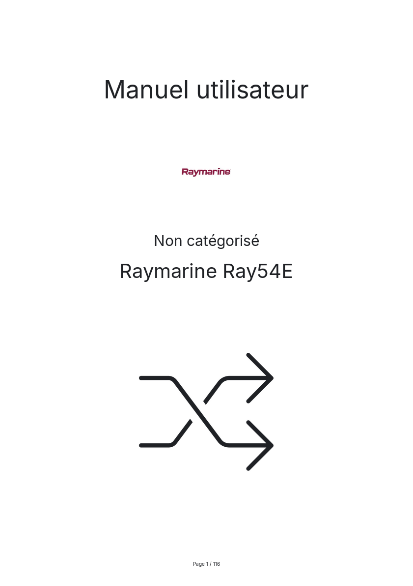Page n°1 - Manuel utilisateur Raymarine Ray54E
