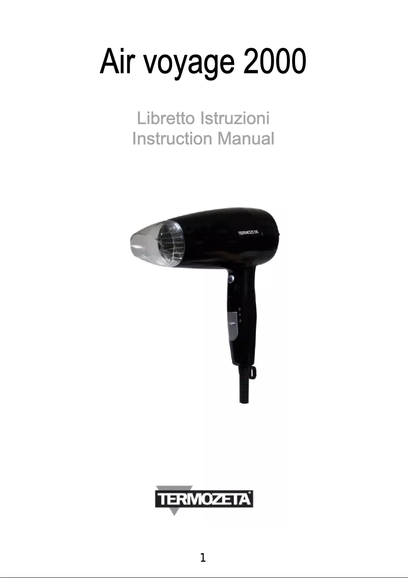 Image de la première page du manuel de l'appareil Air Voyage 2000