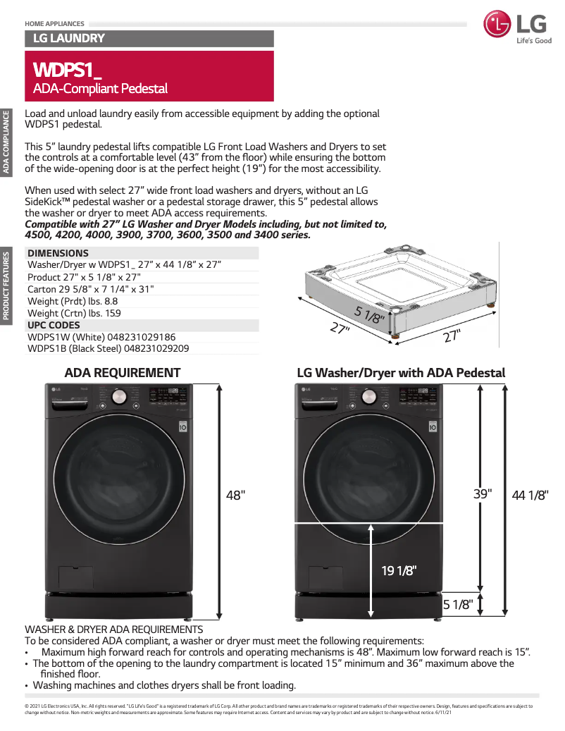Página 1 del manual Ficha técnica LG WDPS1W