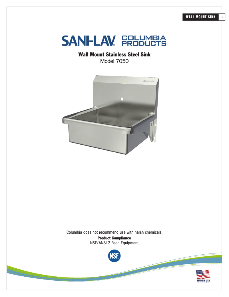 Page 1 de la notice Manuel utilisateur Sani-Lav 7050