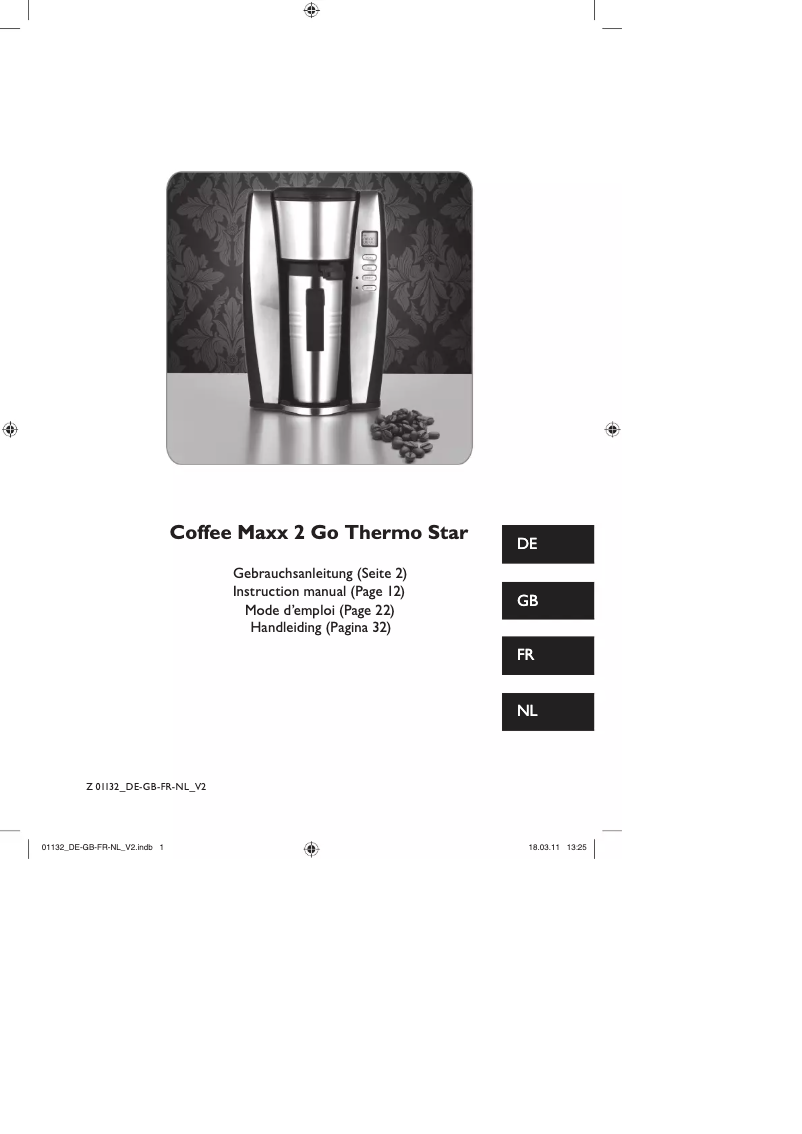 Page n°1 - Manuel utilisateur Coffeemaxx 2 Go Thermo Star