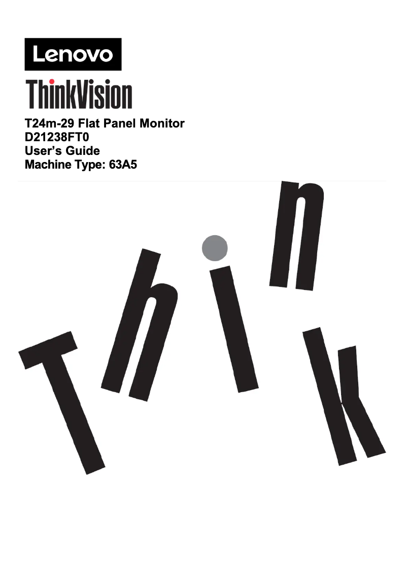 Page n°1 - Manuel utilisateur Lenovo ThinkVision T24m-29