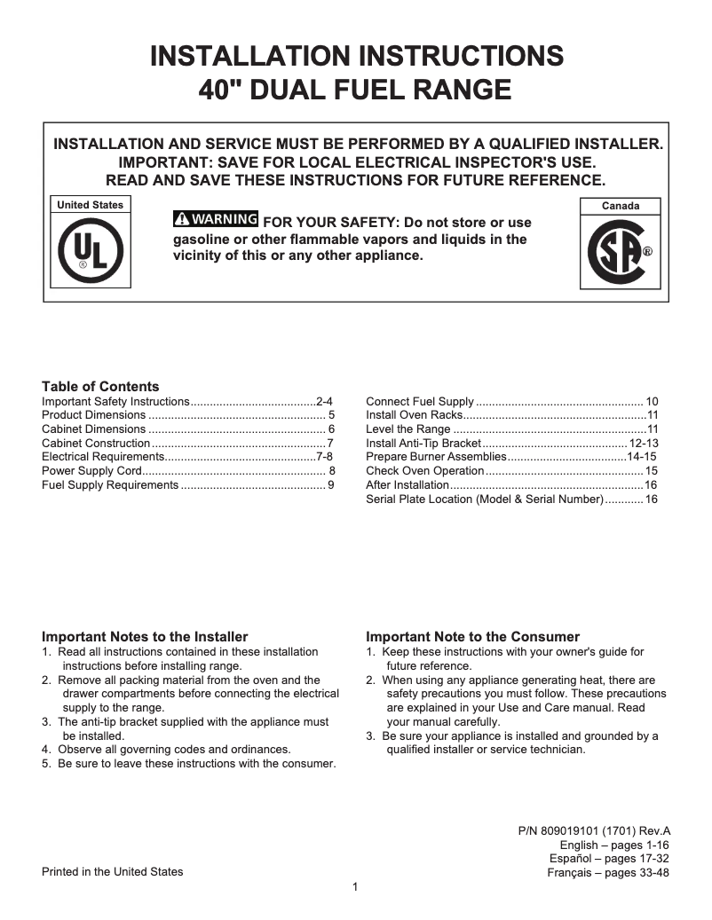 Image de la première page du manuel de l'appareil FGDF4085TS