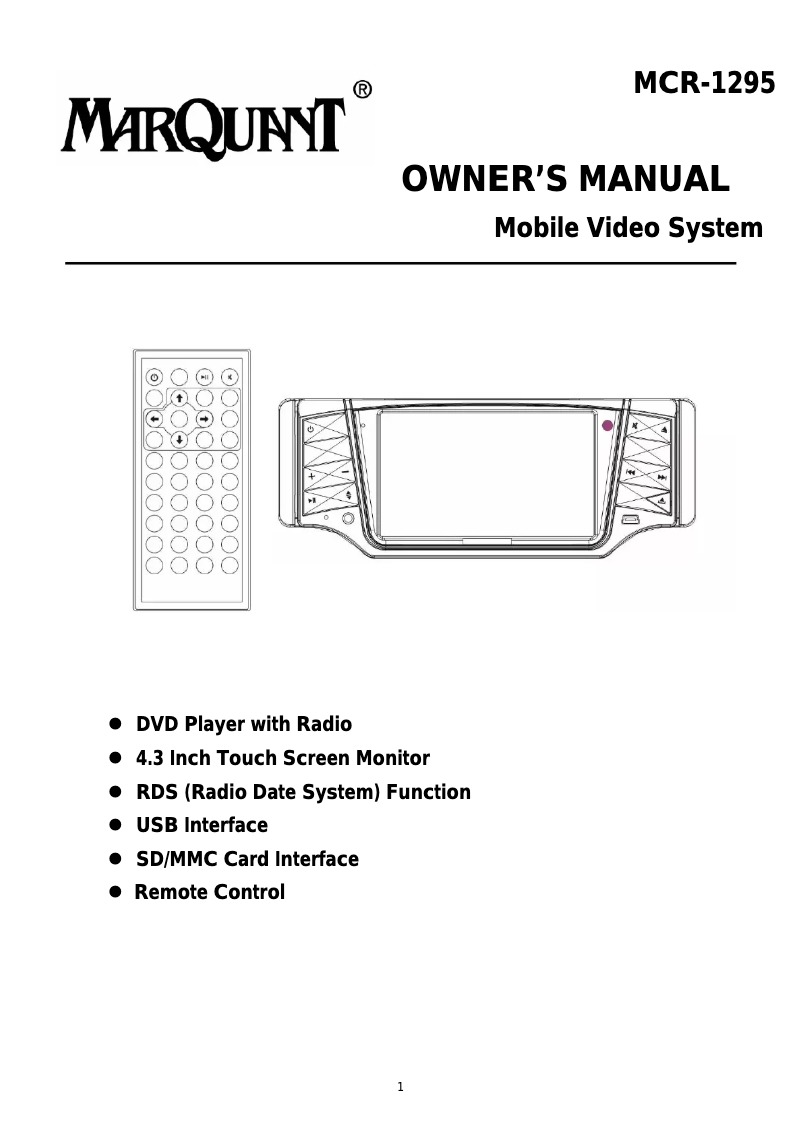 Page n°1 - Manuel utilisateur Marquant MCR-1295
