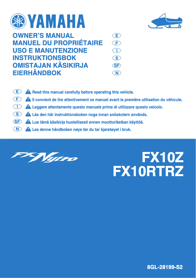 Page 1 de la notice Manuel utilisateur Yamaha FX Nytro R-TX SE (2010)
