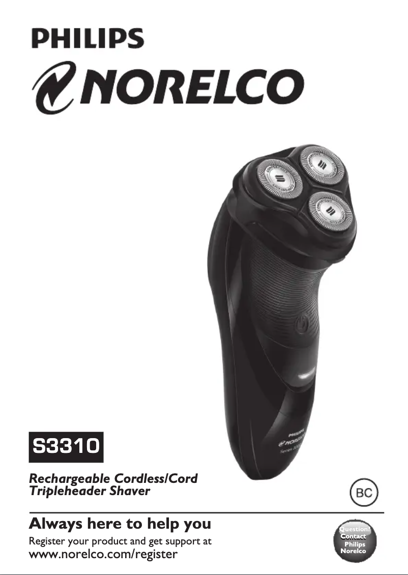 Page n°1 - Manuel utilisateur Philips Norelco Shaver 3100 S3310