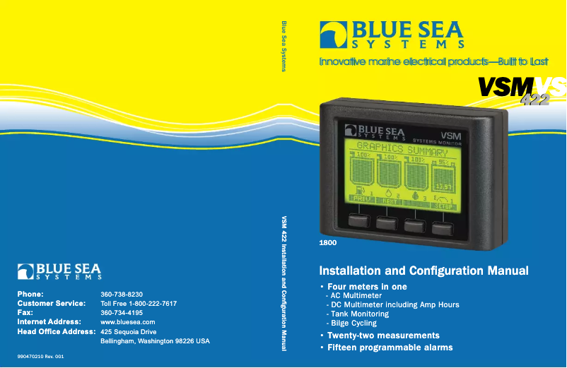 Page n°1 - Manuel utilisateur Blue Sea VSM 422