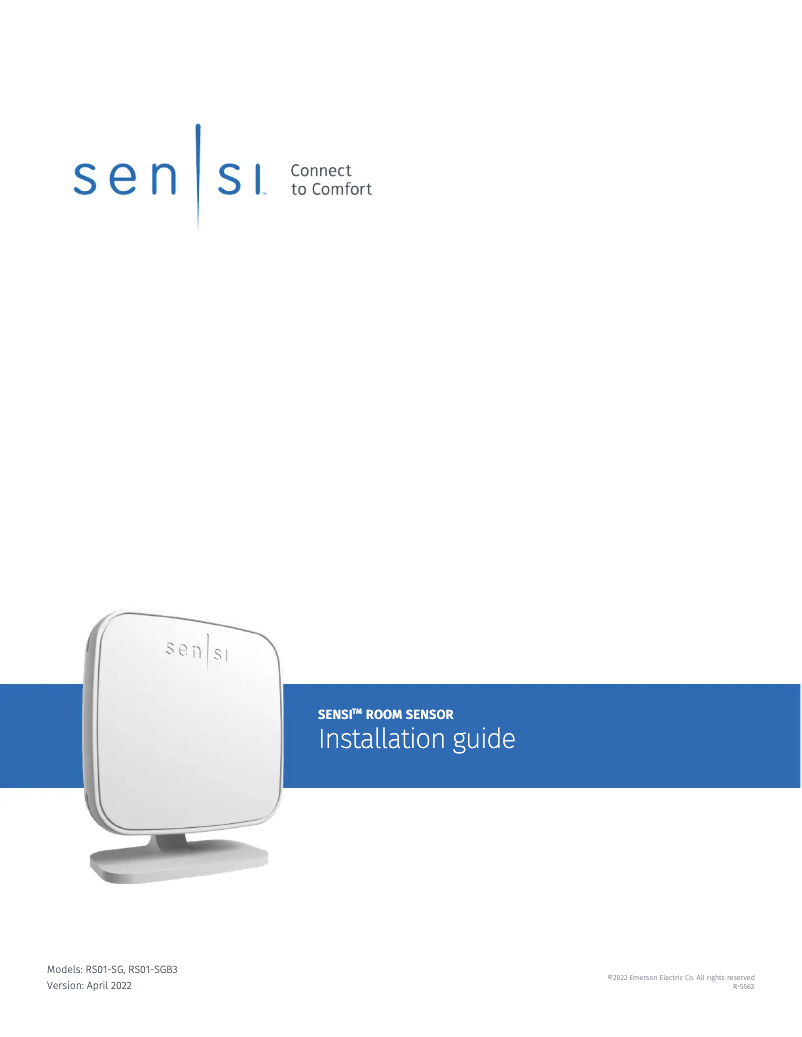 Page n°1 - Manuel utilisateur Emerson Sensi RS01-SG