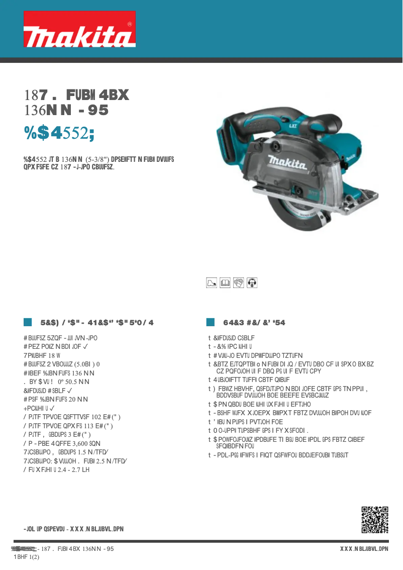 Page n°1 - Fiche technique Makita DCS552Z