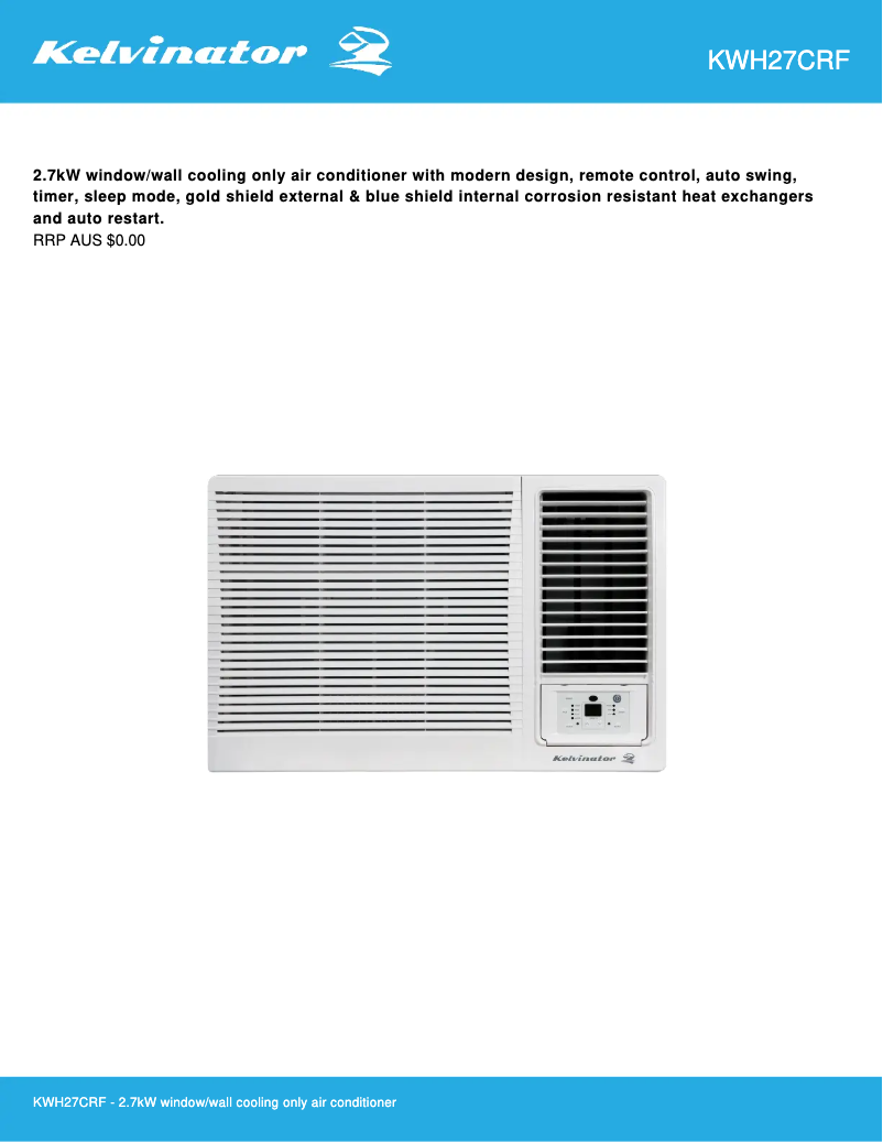 Page 1 of the manual Technical Sheet Kelvinator KWH27CRF