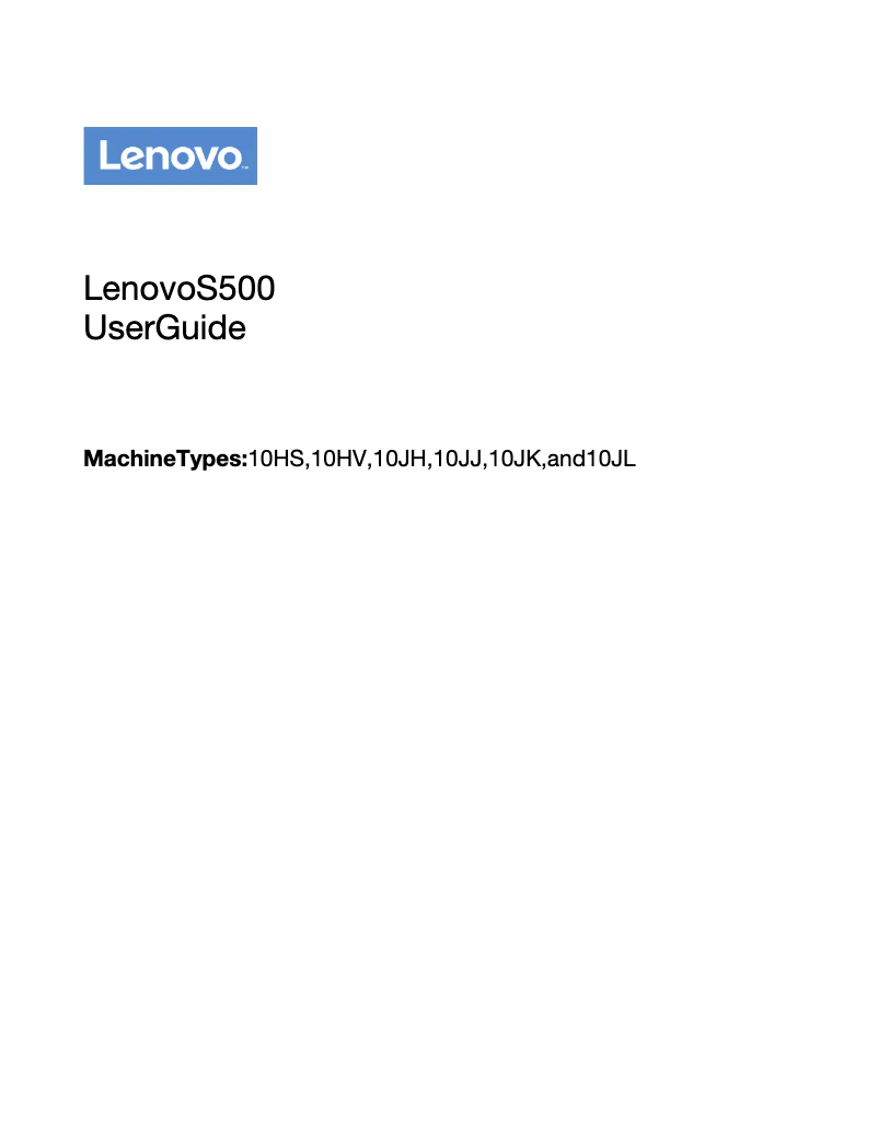 Page n°1 - Manuel utilisateur Lenovo IdeaPad S500