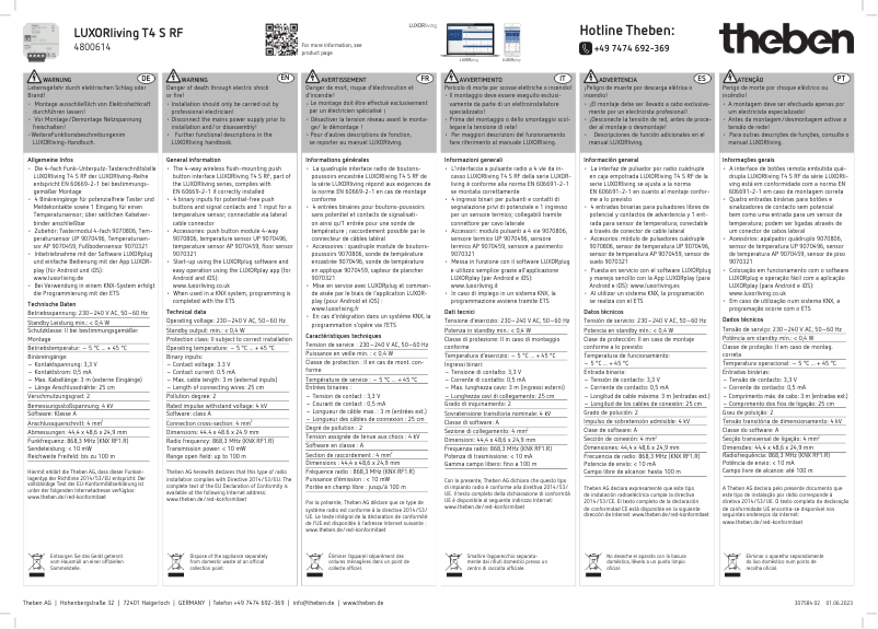 Page n°1 - Manuel utilisateur Theben LUXORliving T4 S RF