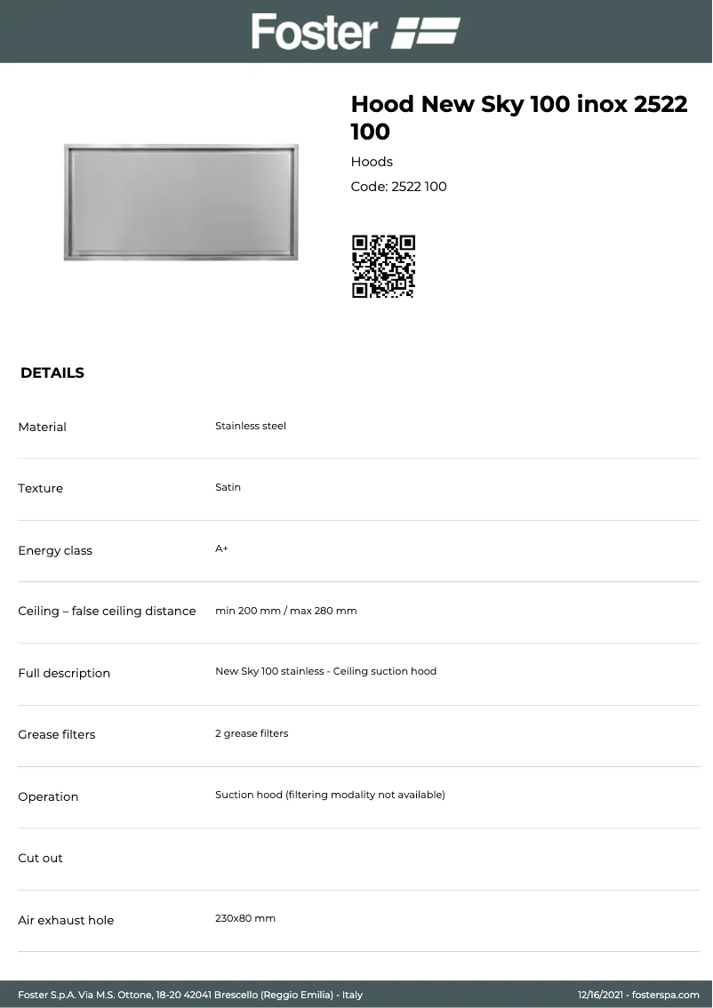Page n°1 - Manuel utilisateur Foster New Sky2522 100