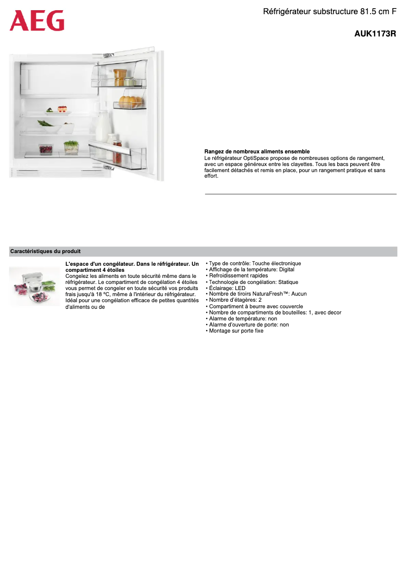 Image de la première page du manuel de l'appareil AUK1173R