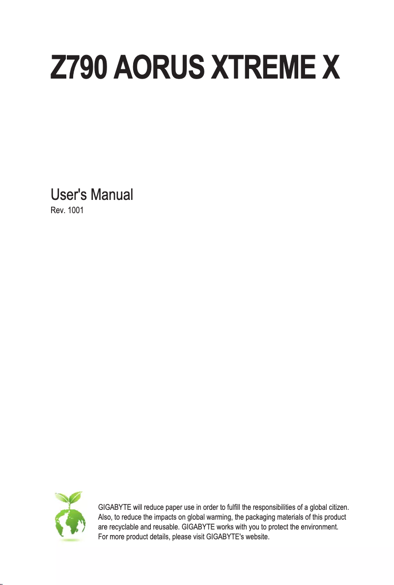 Image de la première page du manuel de l'appareil Z790 Aorus XTREME X