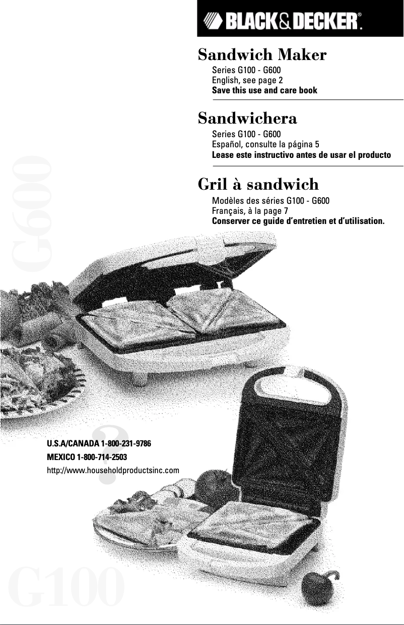 Page 1 de la notice Manuel utilisateur Black & Decker G100