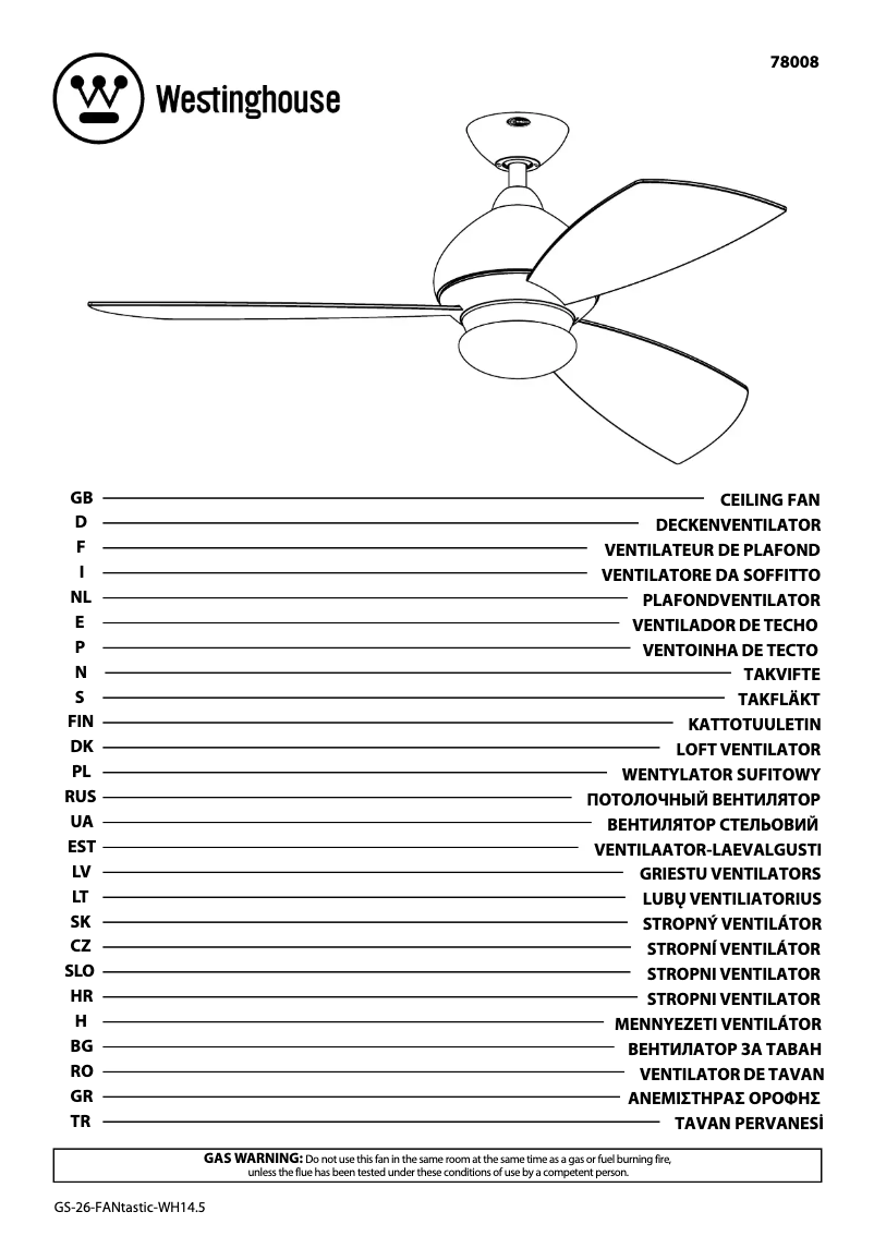 Página 1 del manual Manual de usuario Westinghouse 78008