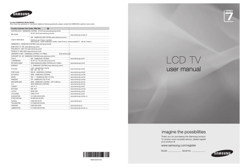 Page n°1 - Manuel utilisateur Samsung LE-40B750U1PXZG
