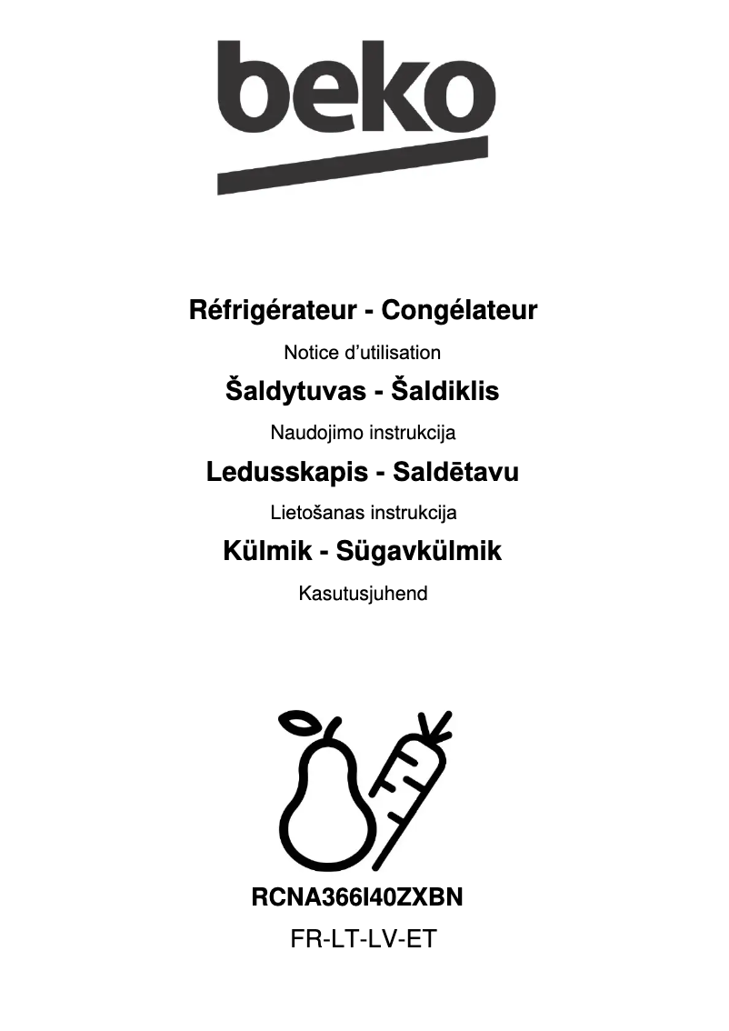Page 1 de la notice Manuel utilisateur Beko RCNA366I40ZXBN
