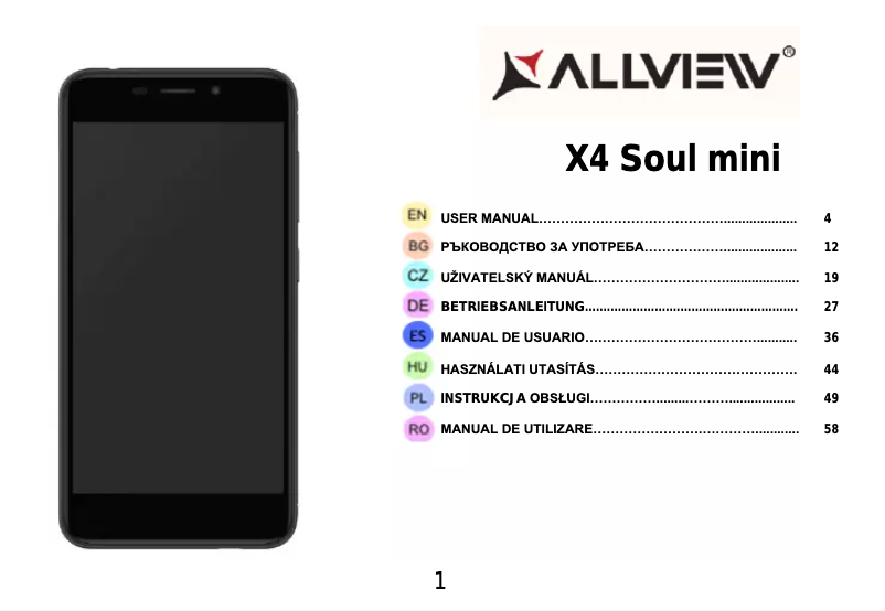 Page 1 de la notice Manuel utilisateur Allview X4 Soul Mini