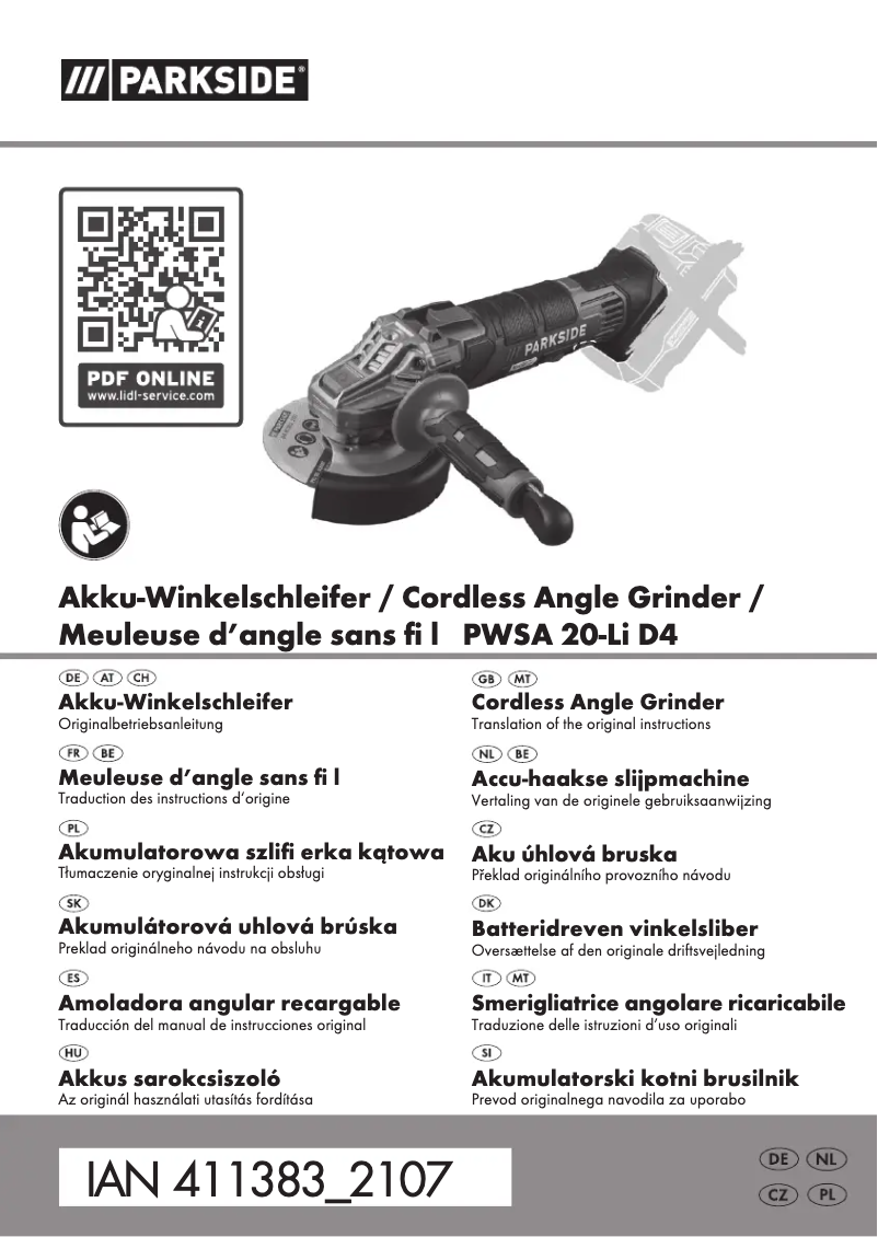 Page n°1 - Manuel utilisateur Parkside PWSA 12 B1