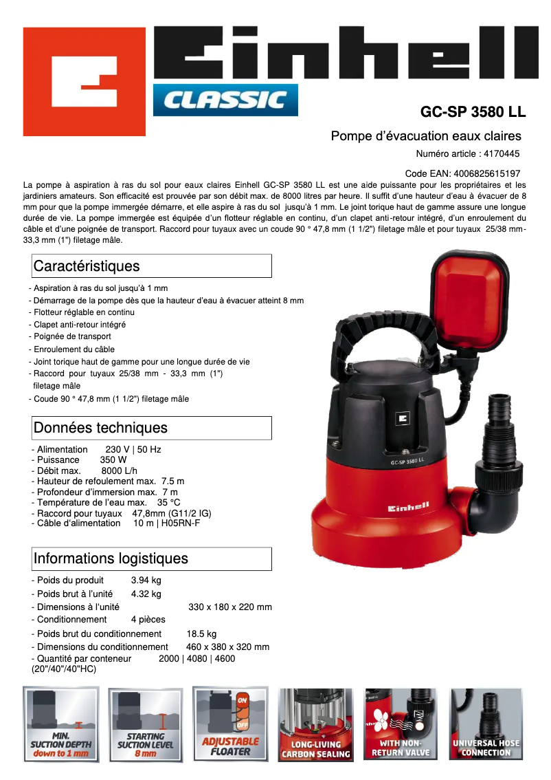 Image de la première page du manuel de l'appareil GC-SP 3580 LL