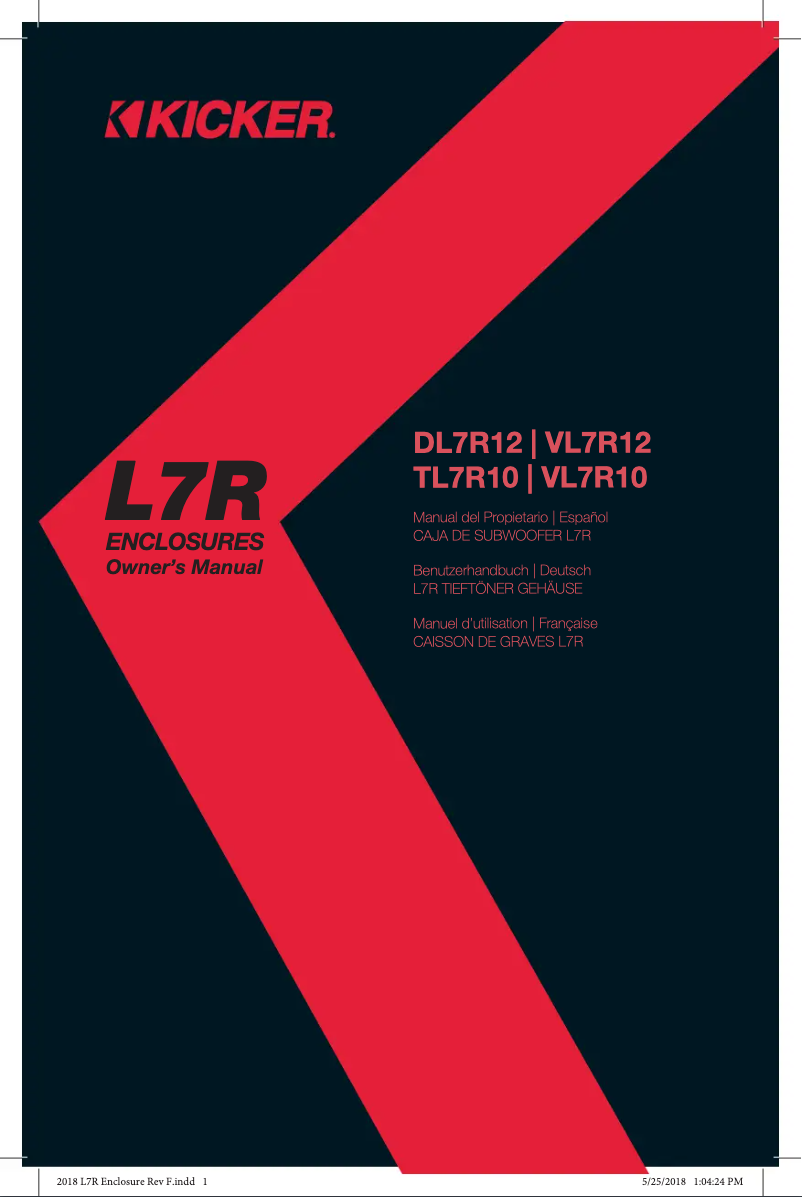 Page 1 de la notice Manuel utilisateur Kicker 45DL7R122