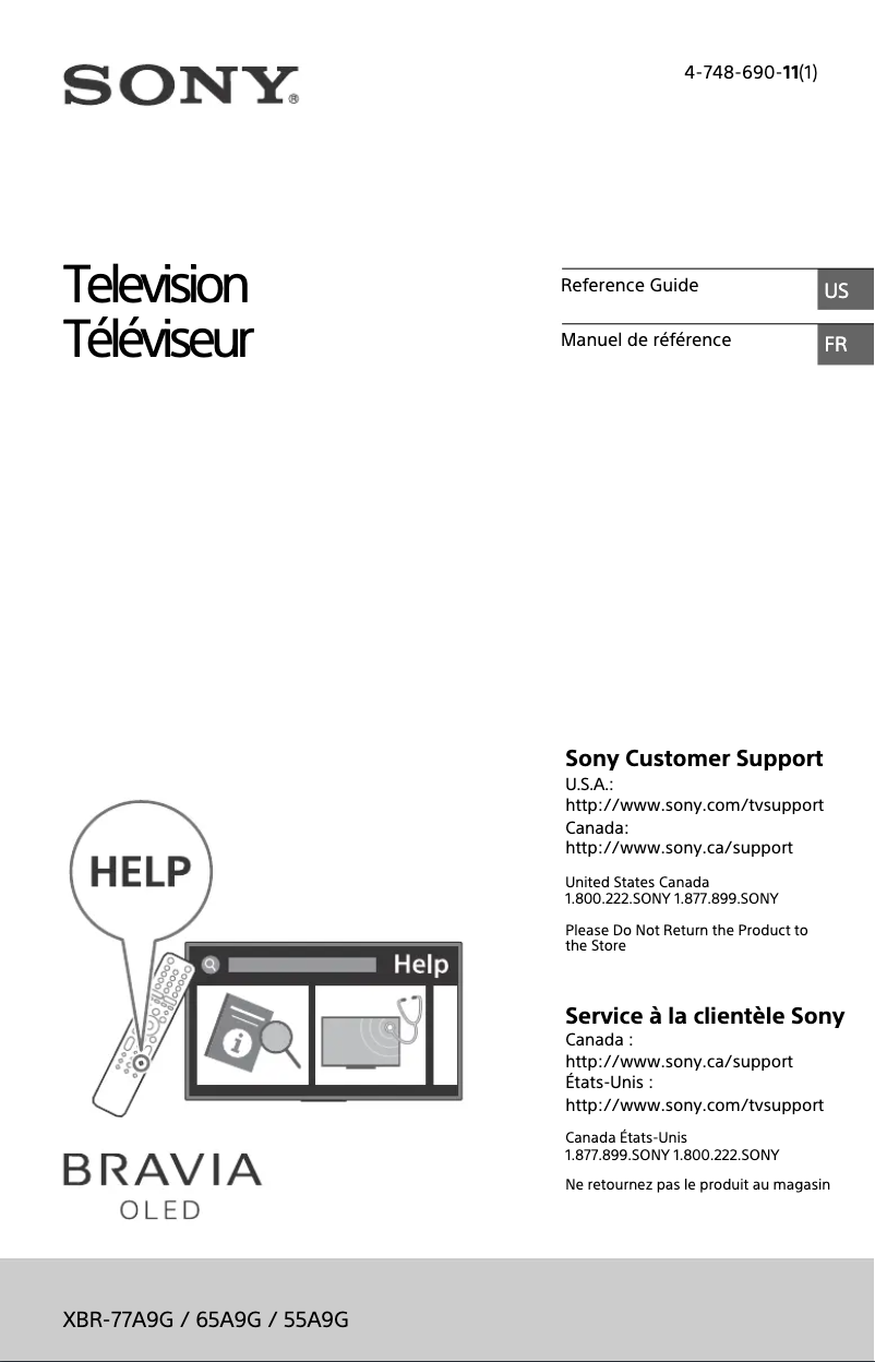 Page 1 de la notice Manuel utilisateur Sony Bravia XBR-65A9G