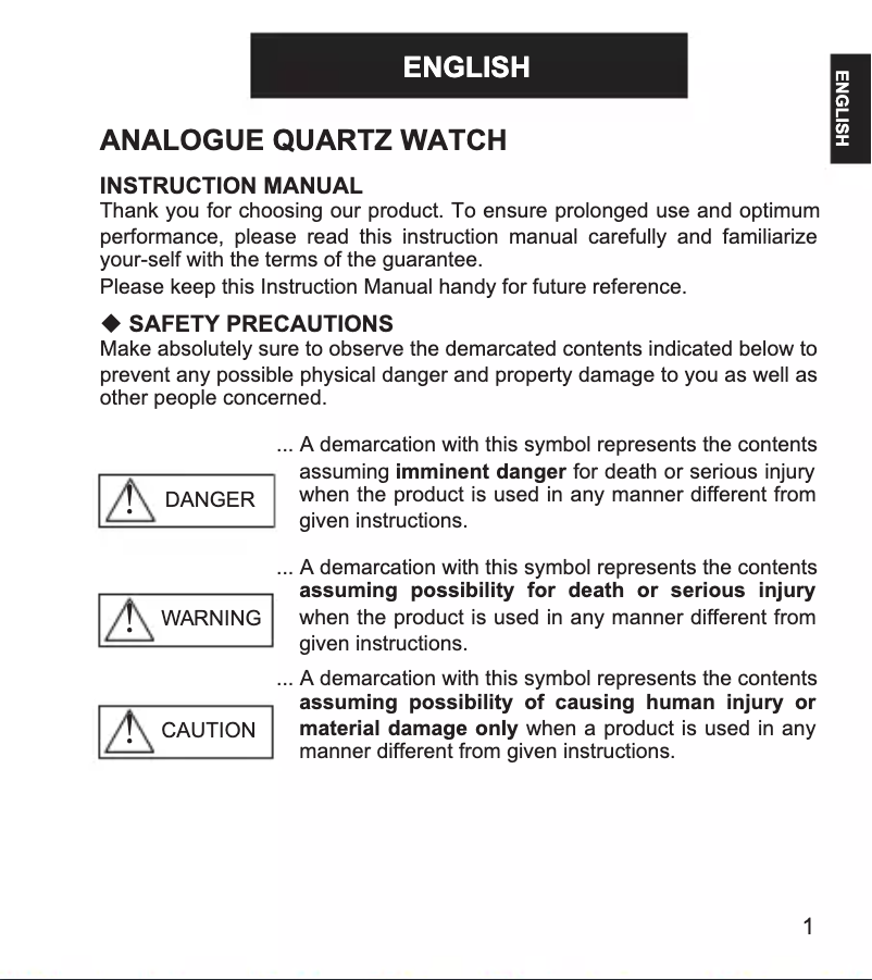 Page 1 de la notice Manuel utilisateur ORIENT Contemporary UA07003W