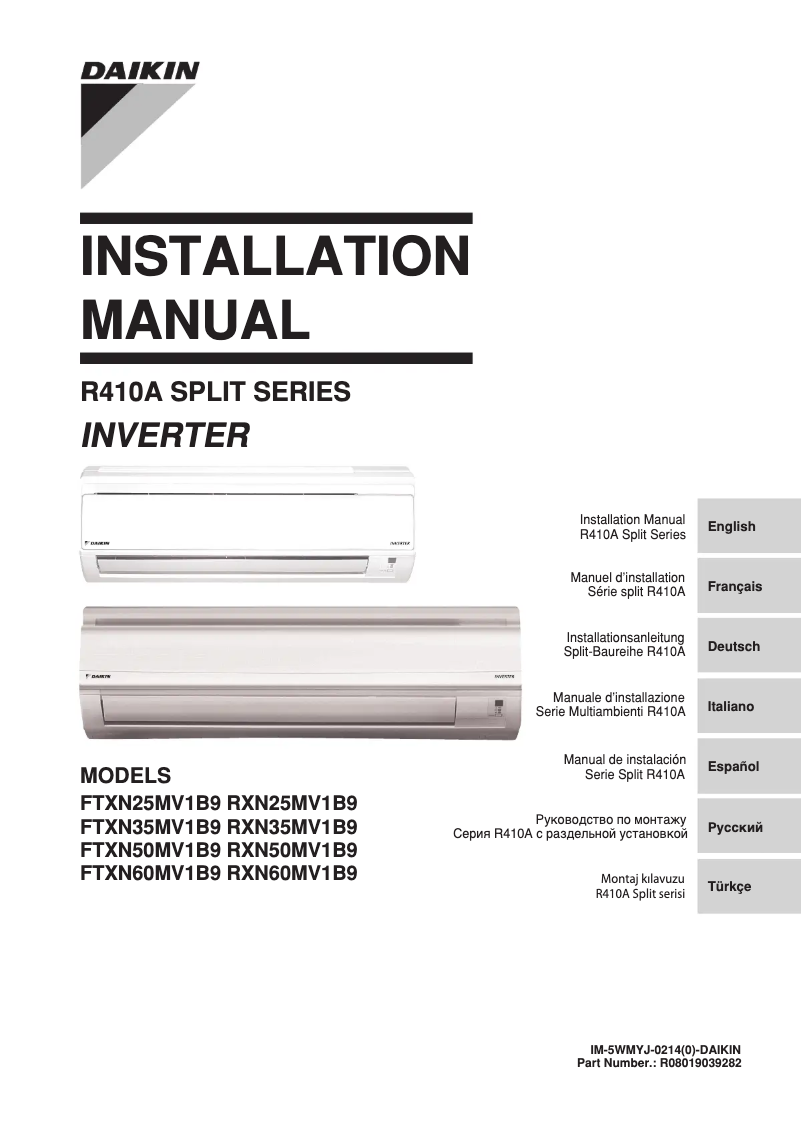 Page n°1 - Manuel utilisateur Daikin RXN35MV1B9