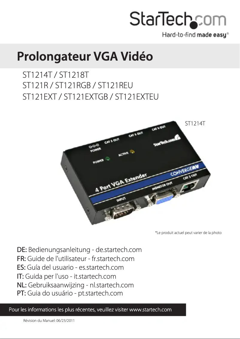 Page n°1 - Manuel utilisateur StarTech.com ST121REU