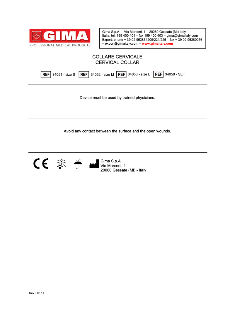 Page n°1 - Manuel utilisateur GIMA 34053