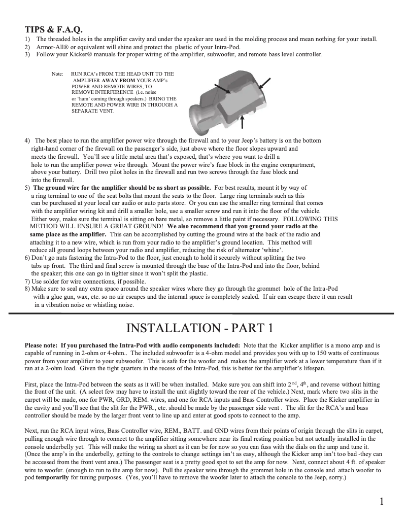 Page n°1 - Manuel utilisateur Select Increments Intra-Pod