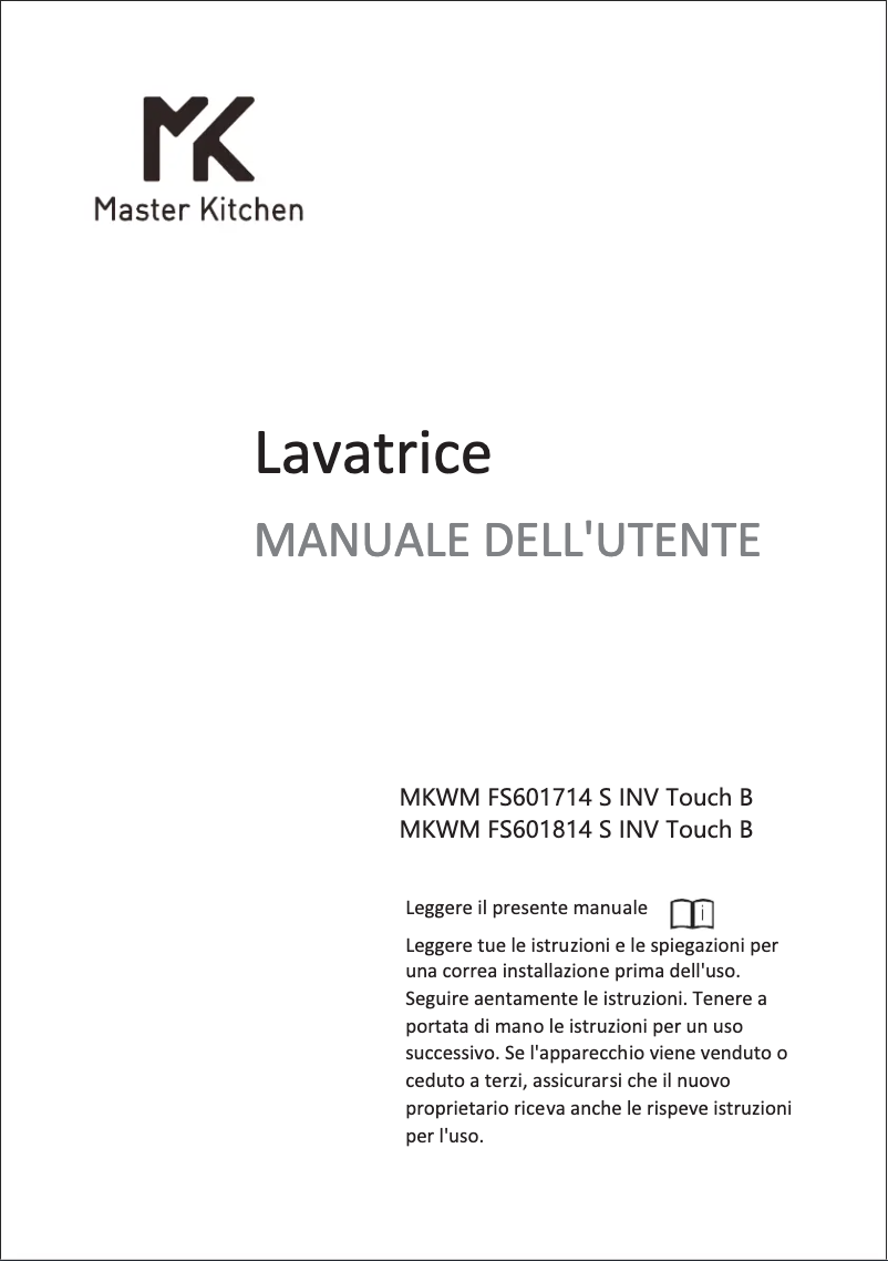 Page n°1 - Manuel utilisateur Master Kitchen MKWM FS601814 S INV Touch B