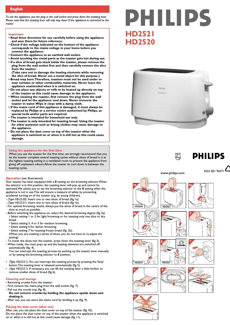 Page 1 de la notice Manuel utilisateur Philips HD2520