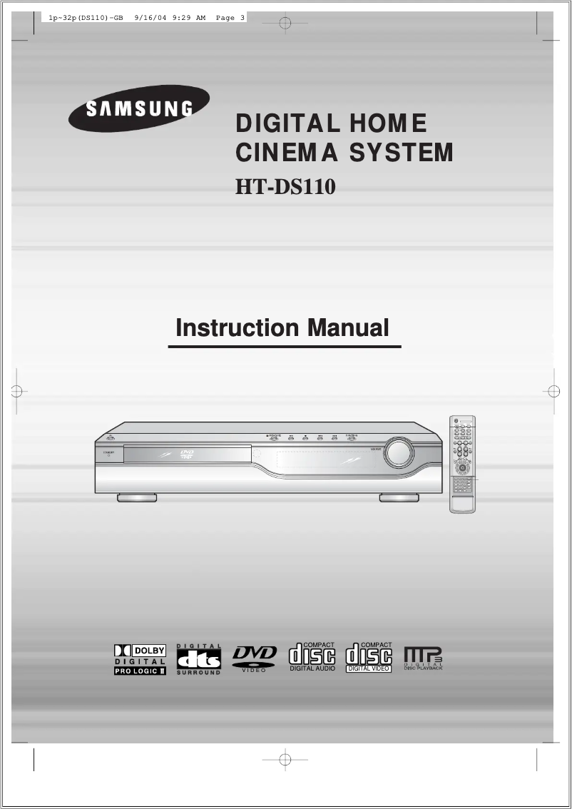 Page n°1 - Manuel utilisateur Samsung HT-DS110