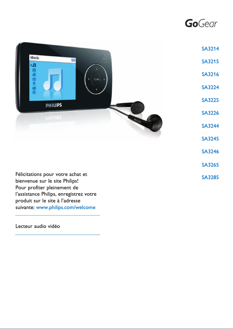 Image de la première page du manuel de l'appareil GoGear SA3225