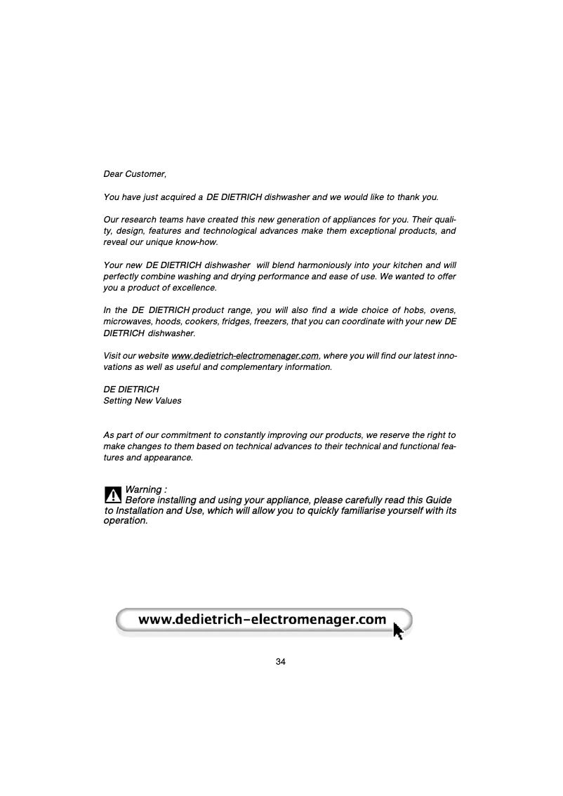 Página 1 del manual Manual de usuario De Dietrich DQC840BE1