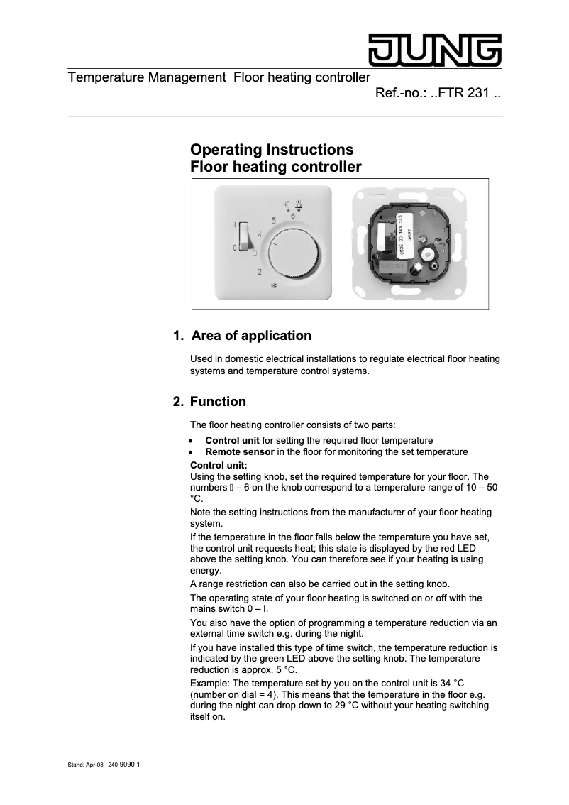 Page n°1 - Manuel utilisateur JUNG LSFTR231PL