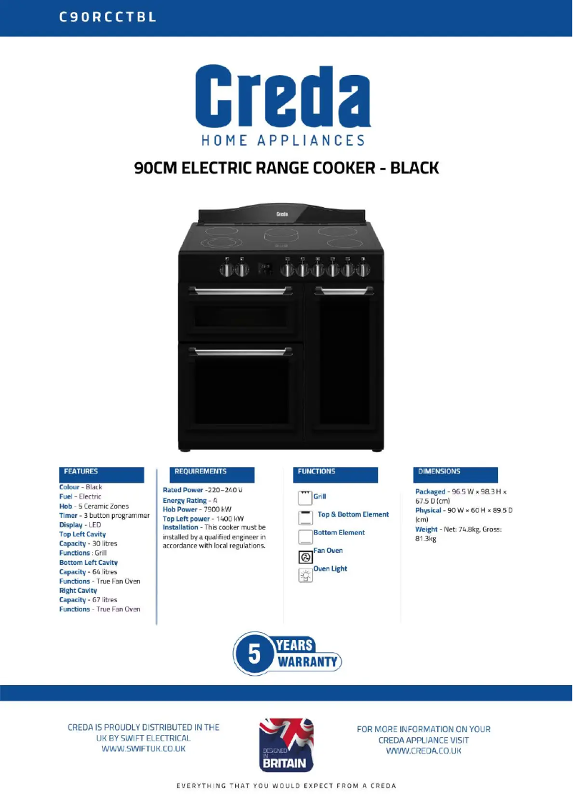 Image de la première page du manuel de l'appareil C90RCCTBL